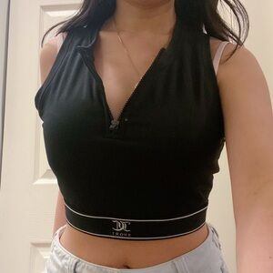 Juicy Couture Black Zip-Up Crop Top